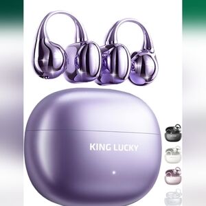 King Lucky Next-gen Clip on Earbuds Open Ear Wireless Bluetooth 6.0 Headphones